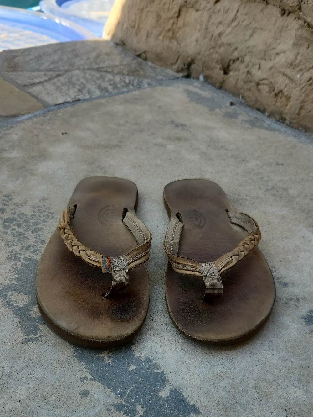 Rainbow Flip Flops Brown Braided Strap 2 3